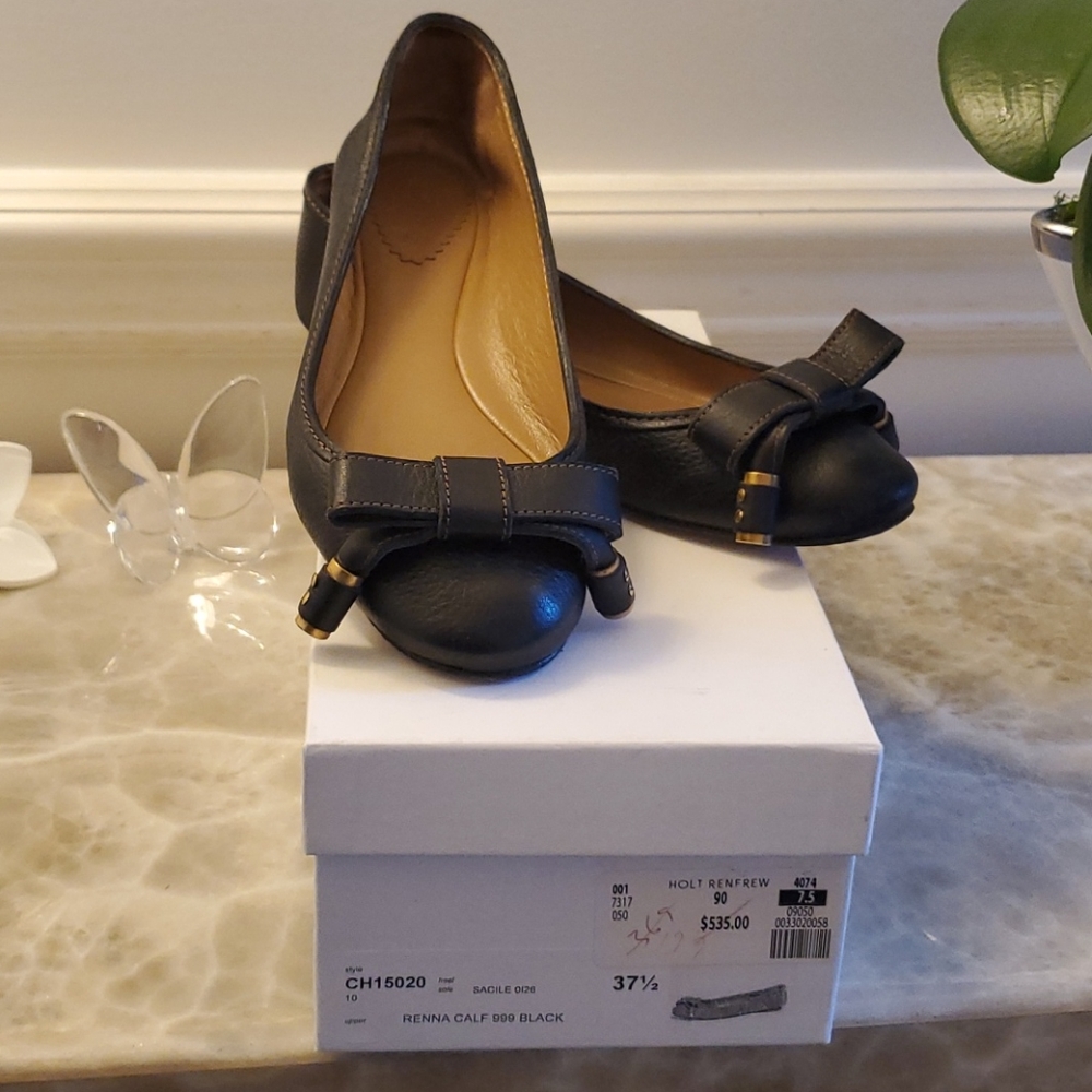 Chloe Renna Calf Women's Black Ballet Flats - 7.5